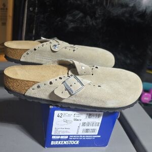 Birkenstock Men's Beige Suede Slip-Ons